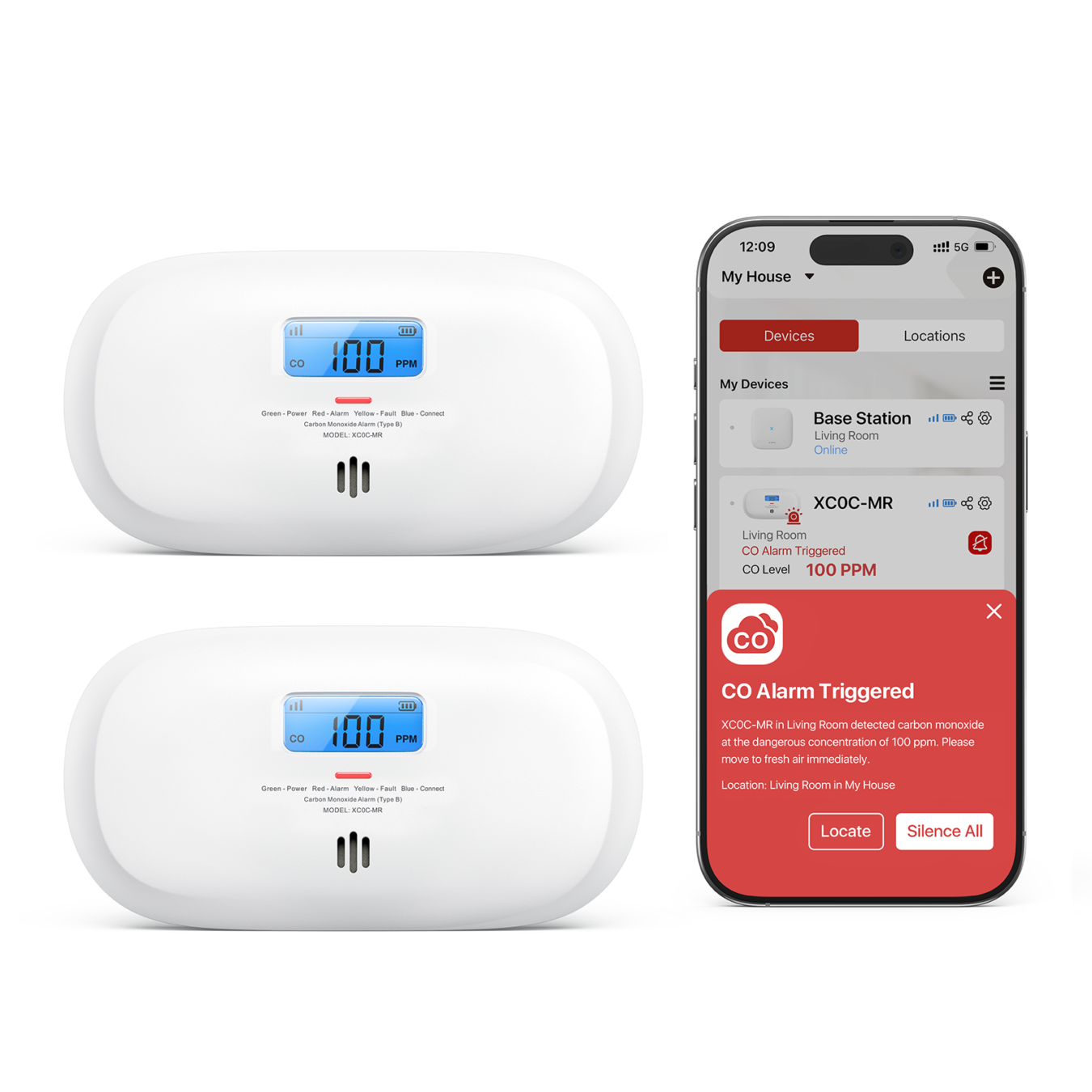 Koop X-Sense XC0C-MR Slimme Koolmonoxidemelder - Link+ Pro 2-pack